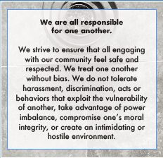 A picture of a sign with the words " we are all responsible for one another ".
