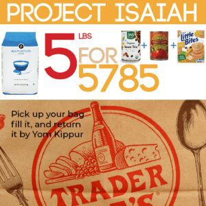 A box of food with the words " project isaiah 5 lbs for $ 7 8 5 ".