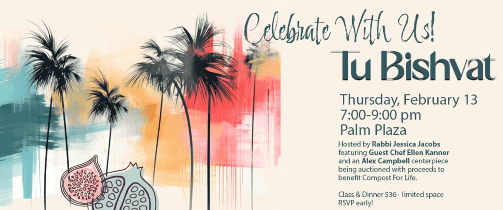 A palm tree painting with the words " celebrate winter " written on it.