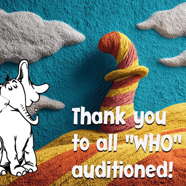 Dr. Seuss character with colorful background.