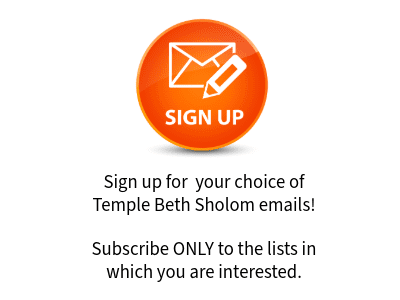 Temple Beth Sholom email sign-up button