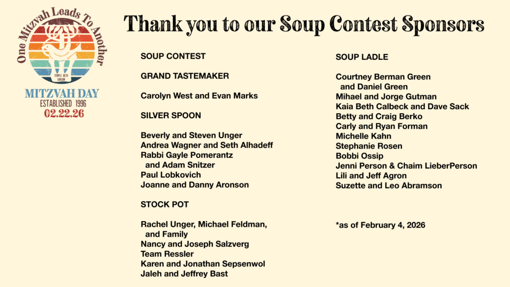 Mitzvah Day soup contest sponsors poster