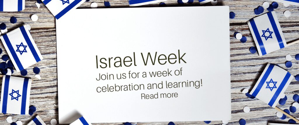 White card "Israel Week" with Israeli flags
